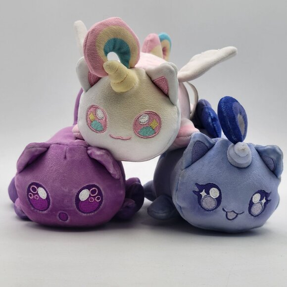 Aphmau MeeMeows Lot of Plush - Purple Octopus & Pastel Rainbow & Violet Caticorn - Picture 1 of 16